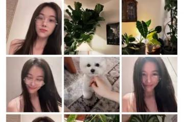 張馨予素顏近照像18歲女大學生很清純,豪宅內好多綠色植物