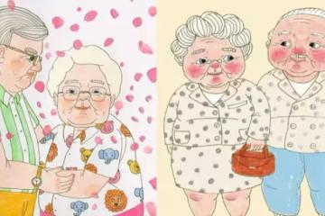 甜甜的插畫：一對80歲夫妻相濡以沫的愛情！