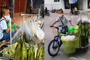 和3個老人一起生活！泰國10歲男孩「一人扛家計」　疫情期間在「街頭賣菜」不忘恩情：有錢一定還你