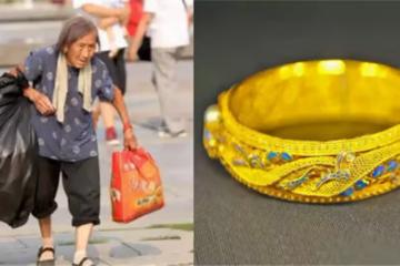 拾荒老婦意外撿到金手鐲，她原地苦等失主兩天，沒想到「失主」一出現，兩人都愣住了...
