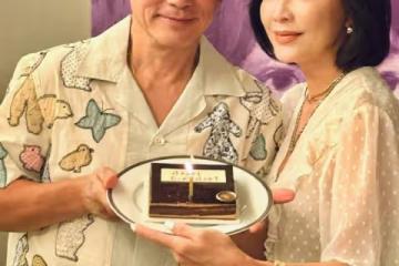 劉嘉玲罕曬夫妻合照，61歲偉仔頭髮花白，穿2800襯衫嘟嘴賣萌慶生