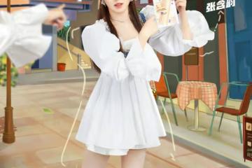 張含韻太適合甜美風，穿一條白色襯衫裙，美得清新又脫俗
