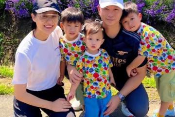 胡杏兒大兒子幼兒園畢業，一家人幸福合照，大仔長得像媽媽