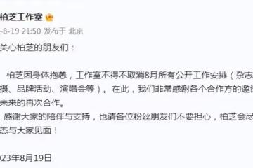 43歲張柏芝身體抱恙！工作室稱已取消8月所有工作，粉絲擔憂不已