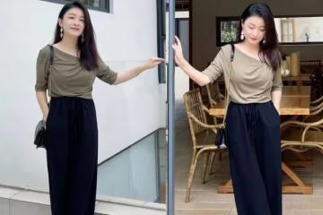 初秋「無腳」穿搭方式真流行!70後女性可以借鑑一下,衣著大方優雅