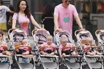 2次分娩6個寶寶！霸氣夫妻一家橫行出街「6輛嬰兒車並行」　超拉風場面路人回頭率100%
