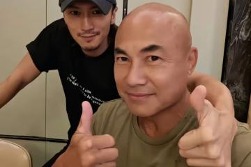 謝霆鋒留港陪父親喝茶，87歲謝賢傳病危後首露面，拄拐微笑比贊