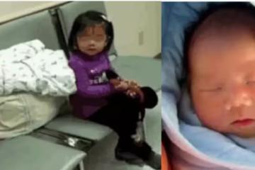 媽媽臨產,手數室外5歲女兒焦急陪產!她手中握著4字紙條,一看讓人好窩心...