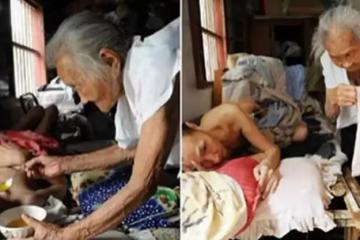 百歲老人駝著背照顧癱瘓兒子40年,回絕40多萬元愛心捐款,去世後千人送行