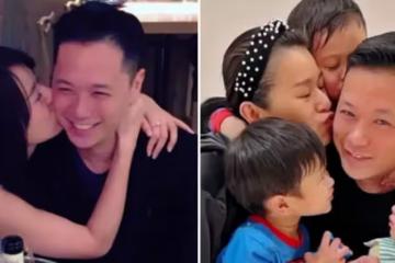 胡杏兒曬7年對比圖慶老公生日,大方摟李乘德親吻,仨娃也罕出鏡