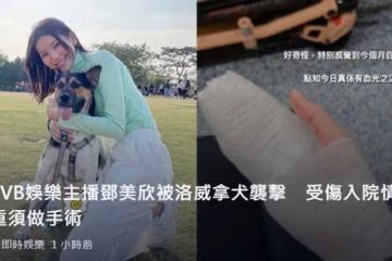 28歲女星被不栓繩大狗咬傷!現場有大灘血跡,傷勢嚴重需動手術