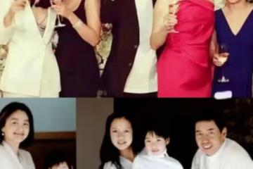 林青霞一家五口全家福，三個女兒完全繞開了她的優良基因！