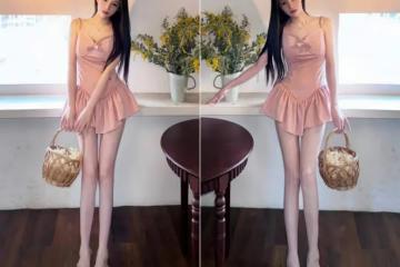 高跟鞋搭配小粉裙，嬌美又可愛！適合清純女生