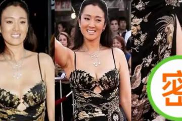 鞏俐該服老了！穿吊帶裙秀豐滿，奈何身材發胖，高開叉露真實腿型