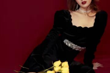 黑色長裙搭配一抹烈焰紅唇 女神的另一面時尚寫真