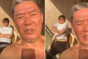 陽台做日光浴!70歲金鐘視帝「打赤膊直播」喊:上衣脫了 後方女兒「無預警撩起上衣」粉絲全看傻