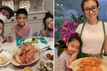 陳茵媺親自下廚烹飪新鮮龍蝦 與陳豪孩子開心享受豐盛晚餐