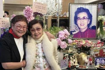 白雪仙慶祝96歲生日，穿碎花外衣裹著貂雍容華貴，一頭黑髮不顯老