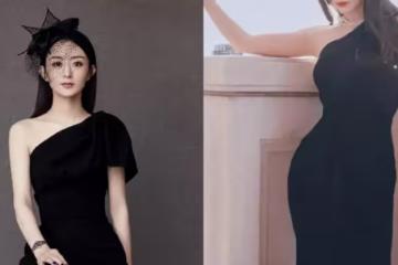 兩大女神撞衫，楊冪和趙麗穎只相差1歲，穿同款黑色禮服大秀好身材，差別一目了然