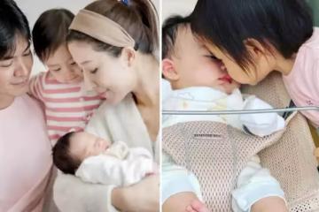 楊怡夫婦曬帶娃日常，羅仲謙面對兒子女兒露「兩副面孔」，網友：太偏心