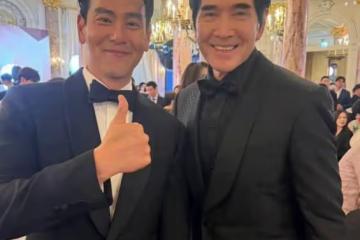 彭于晏曬坎城眾明星大合影，佟麗婭很豪放，古天樂臉僵，林峰老了