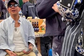 具俊曄趕集喝3元一杯的燒酒，大S未現身，穿老頭衫顯得很憔悴