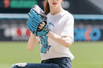 林志玲日本驚艷開球!青春洋溢似少女,五十歲風采依舊變黑澤志玲
