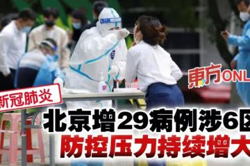 【新冠肺炎】北京增29病例涉6區　防控壓力持續增大