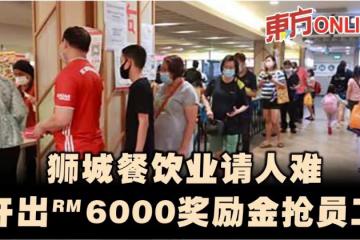 獅城餐飲業難請人 搶員工開出6000獎勵金