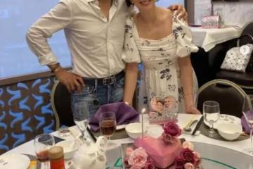 港姐梁佩瑚慶結婚6周年，與內地富商老公大秀恩愛，沒生娃仍幸福