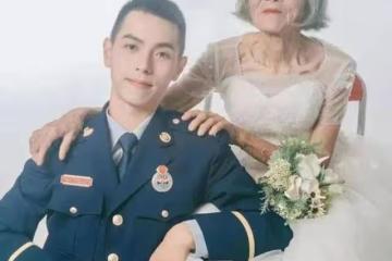 24歲小伙和85歲老太太，相差61歲「婚紗照」，背後故事讓人淚目