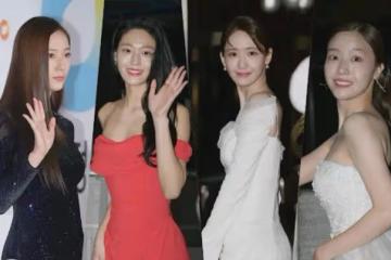 韓女演員們林允兒 雪炫 鄭秀晶 方敏雅,寒東中露出肩膀的大膽時尚