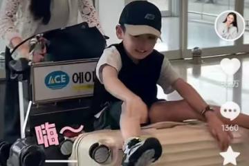 秋瓷炫曬兒子近況,6歲啪嗒罕露正臉,像爸又像媽顏值太高了