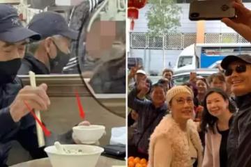 66歲周潤發現身小吃店,一頭白髮又高又瘦,桌上僅有一碗平價湯麵 網友:真正的楷模!