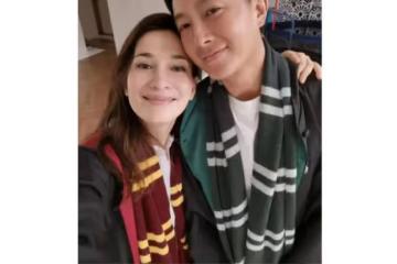 韓庚老婆曬全家福,夫妻穿情侶學院服撒糖,2歲女兒南瓜裝超級萌