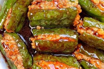 下飯菜「青椒釀肉」，香糯多汁鮮嫩下飯