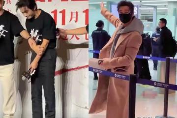 寵妻狂魔！黃曉明穿粉紅色大衣與粉絲互動，與記者溝通望善待葉珂
