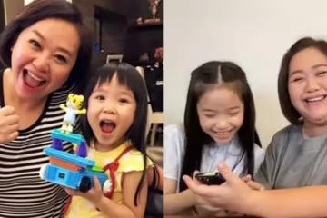 兔寶長大了，鍾欣凌同框女兒直播一抬頭笑容甜到不行，開明叮嚀兩寶考試盡力就好，結果看到成績單臉綠了