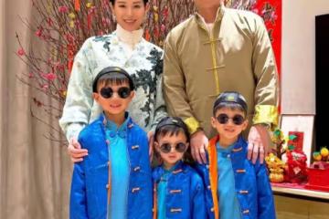 胡杏兒隨李承德返鄉祖，一家子穿唐裝很正式，財丁興旺具象化