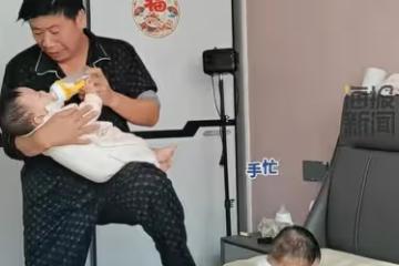 喜提龍鳳三胞胎,爺爺被練成金牌月嫂,爺爺:累得頭髮鬍子都白了