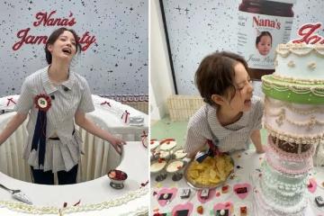歐陽娜娜坐在蛋糕裡辦25歲慶生趴！妮妮說好給驚喜被歐陽龍雷到