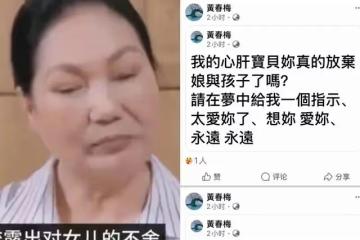 S媽黃春梅再發文，希望女兒在夢裡指示她該怎麼做，提到兩個孩子