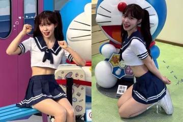 李多慧頂雙馬尾「解放短版水手服」! S身材曲線全泄引網暴動