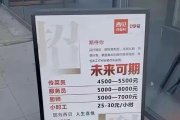 西貝招聘廚師工資7000,服務員8000,廚師果然就是一個熱菜員