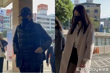 情侶開庭穿搭大不同！王大陸包緊緊、女友粉大衣黑絲現身