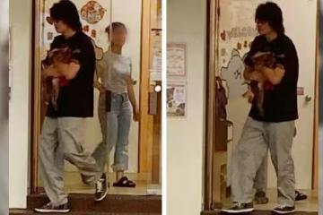 游鴻明違停接狗! 188公分身高「緊抱超萌小杜賓」滿眼寵溺