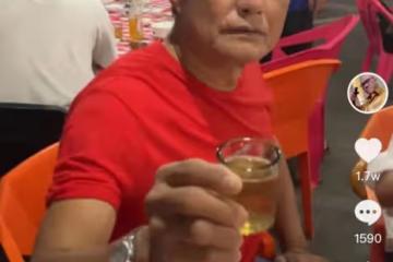 66歲TVB戲骨內地慶生！喝啤酒吃街邊大排檔，空姐妻子白皙優雅