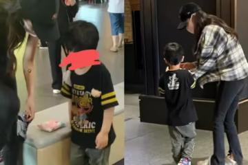 懶理前夫黃曉明緋聞!baby帶5歲兒子逛樂園,小海綿自己撐傘好乖