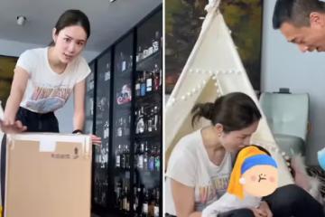 林峯夫婦豪宅陪女兒過六一,送萬元玩具熊太奢侈,滿墻名酒很搶鏡