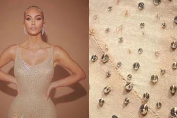 拉鏈處有明顯摺痕 Kim Kardashian被爆穿壞Marilyn Monroe古董禮服